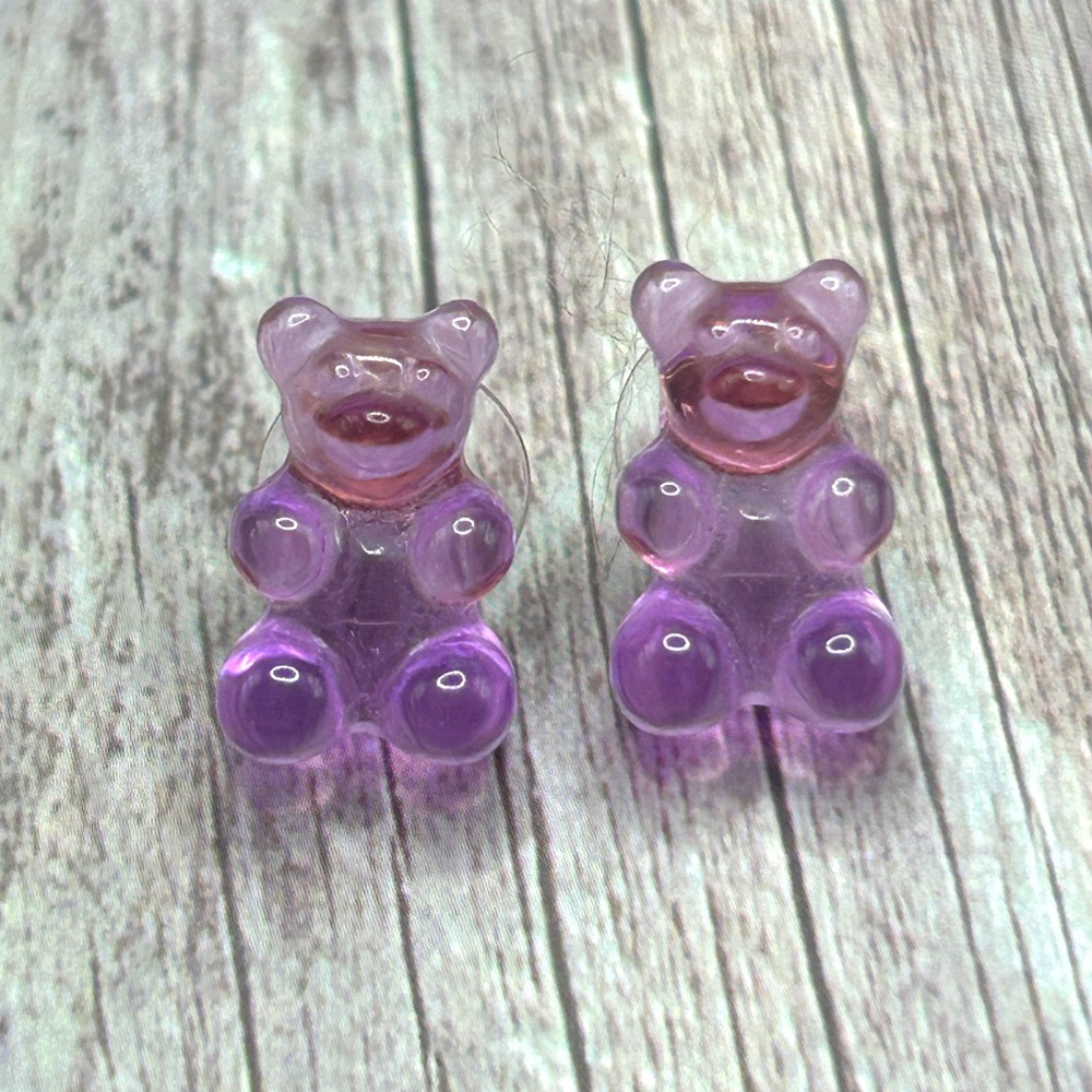 🧸NEW Gummy Bear Enamel Stud Earrings Purple